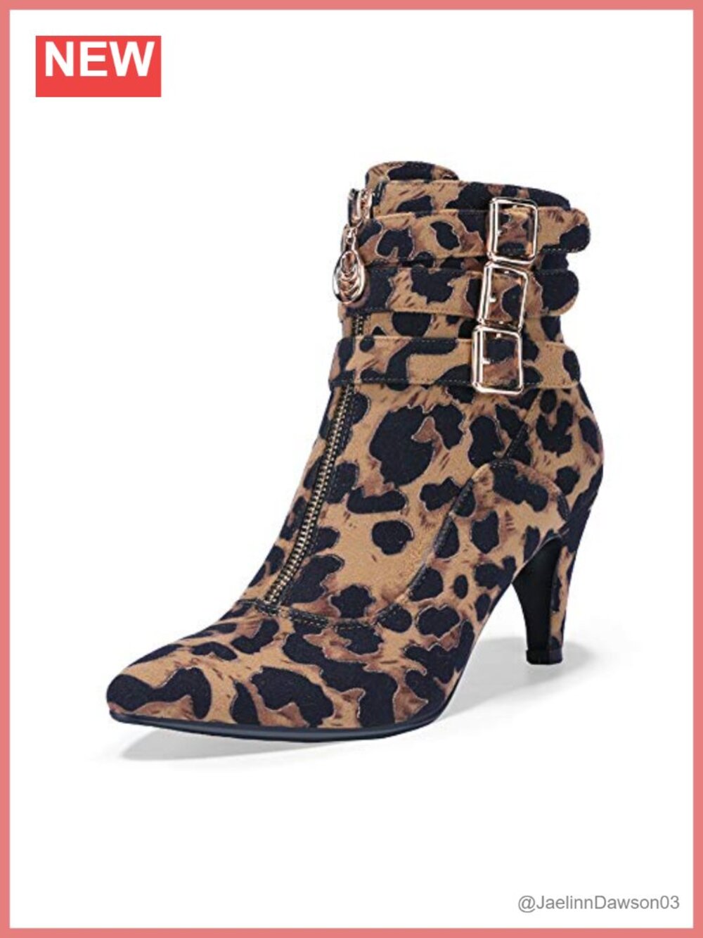 Pointed Toe Kitten Heel Ankle Booties with Buckle Straps and Side Zipper